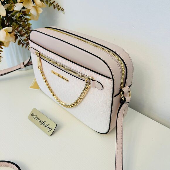 Michael Kors Purse Jet Set Ombré Signature Logo Crossbody Body Bag Powder Blush - Picture 2 of 10